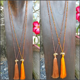 elephant bronze golden caps tassels necklaces crystal bead long strand 50 pieces